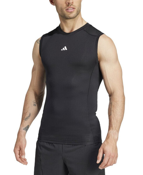 Men's Fitted Crewneck Tech-Fit Sleeveless Compression T-Shirt