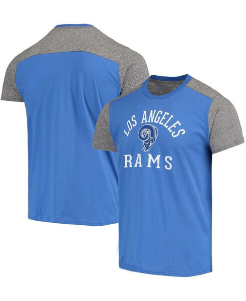 Men's Royal, Heathered Gray Los Angeles Rams Gridiron Classics Field Goal Slub T-shirt