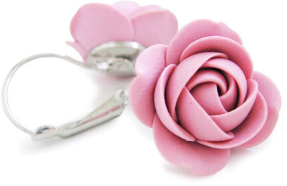 Pinkish flowers hanging earrings