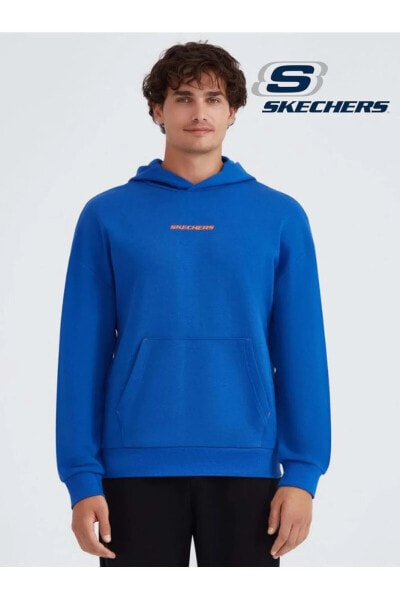 Свитшот мужской Skechers Essential Hoodie S232438 с капюшоном, Цвет: синий