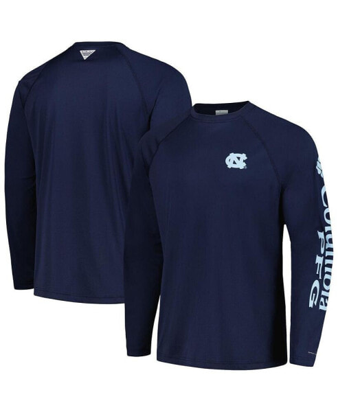 Men's Blue North Carolina Tar Heels Terminal Tackle Omni-Shade Raglan Long Sleeve T-shirt