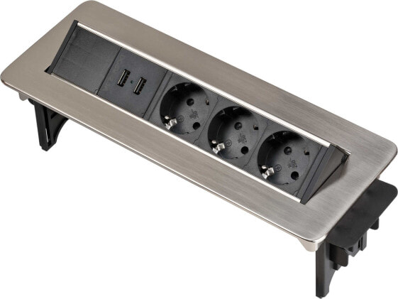 Удлинитель Brennenstuhl Indesk Power для врезки в столешницу, 3 розетки, 2 USB, кабель 2 м, H05VV-F 3G1.5, IP20 1396200113