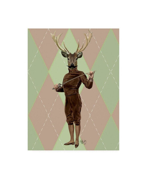 Fab Funky Fencing Deer, Full Canvas Art - 27" x 33.5"