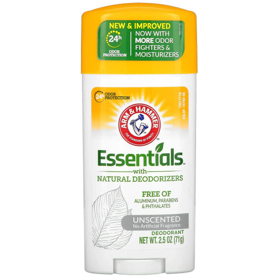 Essentials with Natural Deodorizers, Deodorant, Unscented, 2.5 oz (71 g)