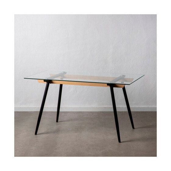 Обеденный стол 140 x 80 x 75 cm Стеклянный Чёрный Металл