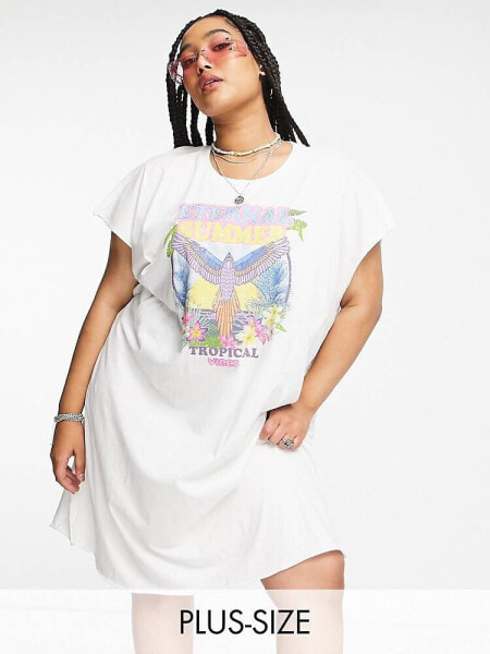 Only Curve band t-shirt dress in white