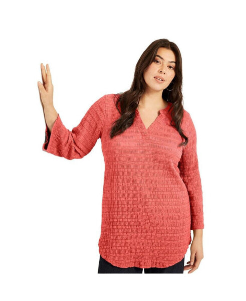 Plus Size June + Vie Textured Boho Blouse