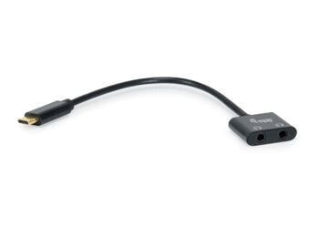 Equip 133469 - USB C - Male - 2 x 3.5mm - Female - 0.15 m - Black