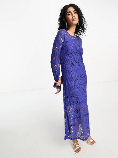 Y.A.S lace maxi dress in ultra deep blue