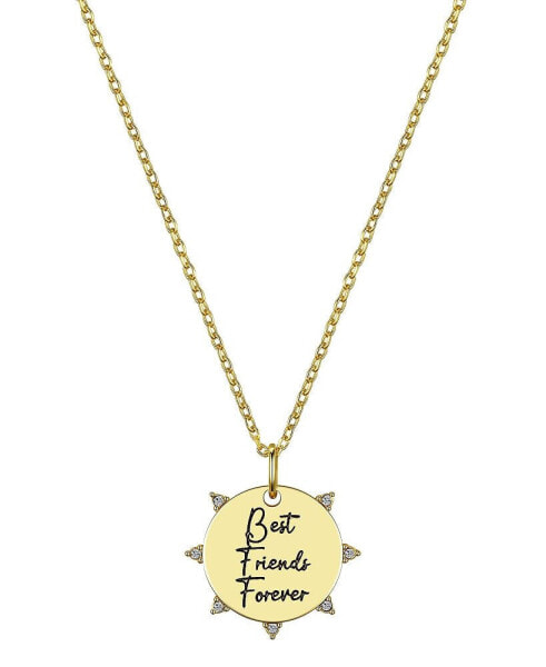 14K Gold Plated and Crystal Best Friends Forever Pendant Necklace