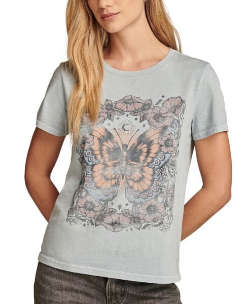 Women's Cotton Floral Butterfly Classic T-Shirt