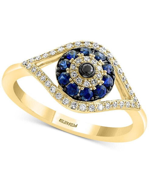 EFFY® Sapphire (1/4 ct. t.w.) and Diamond (1/6 ct. t.w.) Evil Eye Ring in 14k White or Yellow Gold