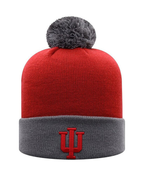 Men's Crimson and Gray Indiana Hoosiers Core 2-Tone Cuffed Knit Hat with Pom