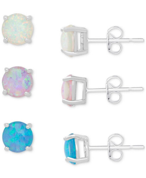 Серьги Macy's White, Pink & Blue Opal Stud