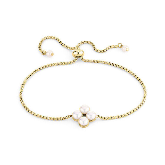 Delicate gold-plated bracelet with synthetic pearls TJ-0515-B-23