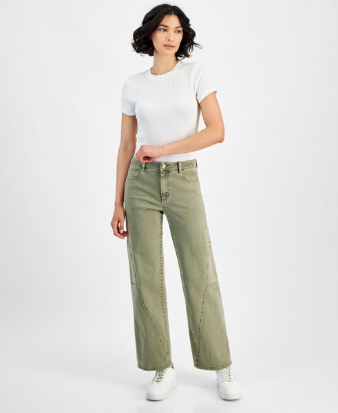 Women's Twisted-Seam Cargo Wide-Leg Jeans, Created for Macy's