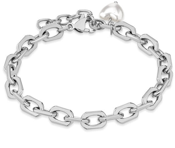 Elegant steel bracelet with a pearl