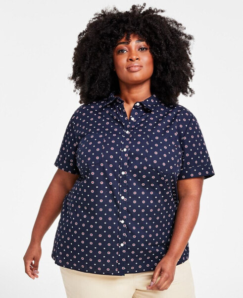 Plus Size Button-Front Camp Shirt