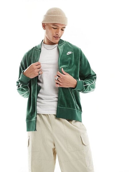 Nike Club velour jacket in green