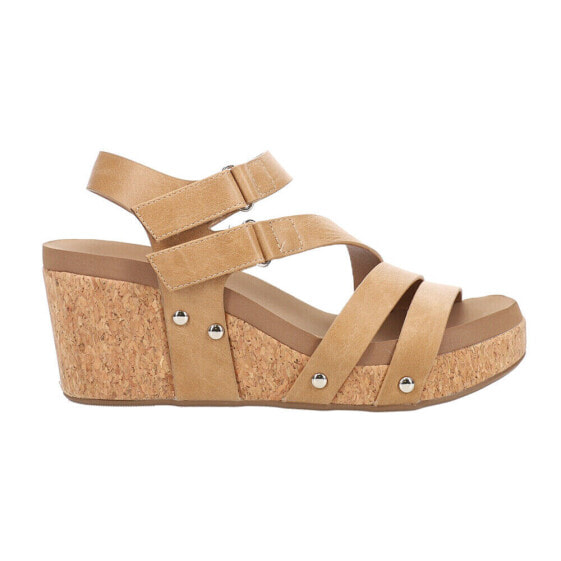 Corkys Giggle Studded Wedge Womens Brown Casual Sandals 41-0324-CARA