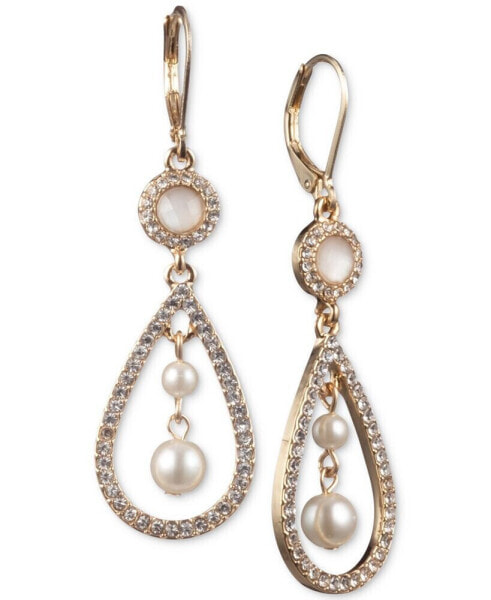 Gold-Tone Imitation Pearl Orbital Drop Earrings