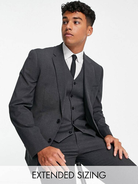 ASOS DESIGN slim suit jacket in charcoal