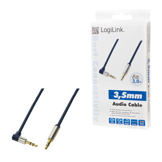 LogiLink 3.5mm - 3.5mm 3m - 3.5mm - Male - 3.5mm - Male - 3.5 m - Blue