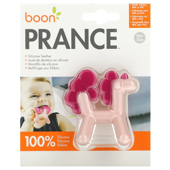 Прорезыватель для ребенка Boon Prance, единица 1, силиконовый, 0-12 месяцев, розовый.