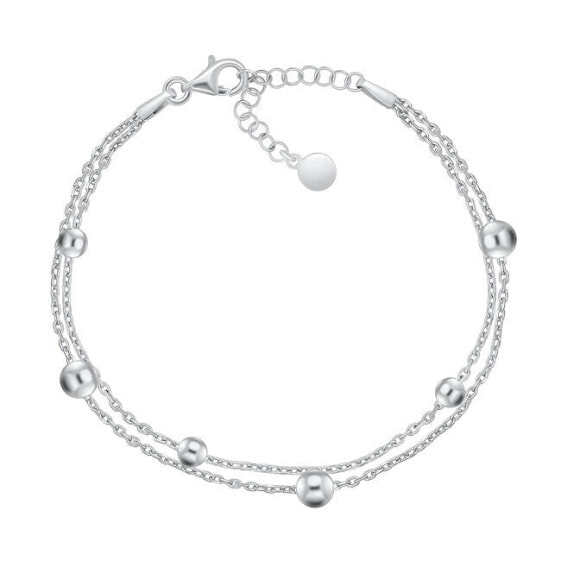 Double Silver BRC103W Beaded Bracelet