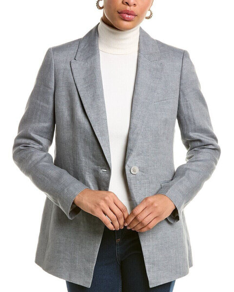 Lafayette 148 New York Heather Linen Jacket Women's Grey 2