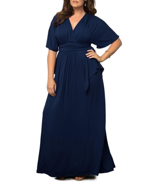 Plus Size Indie Flair Maxi Dress with Kimono Sleeves