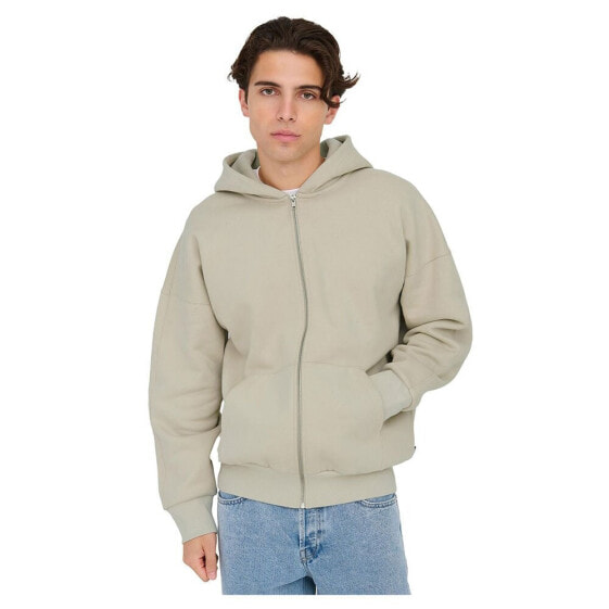 ONLY & SONS Dan Life Rlx Heavy full zip sweatshirt