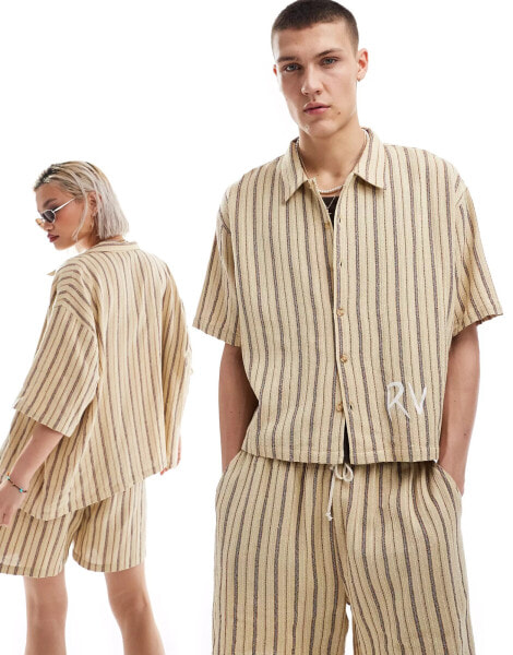 Reclaimed Vintage unisex textured stripe shirt co-ord