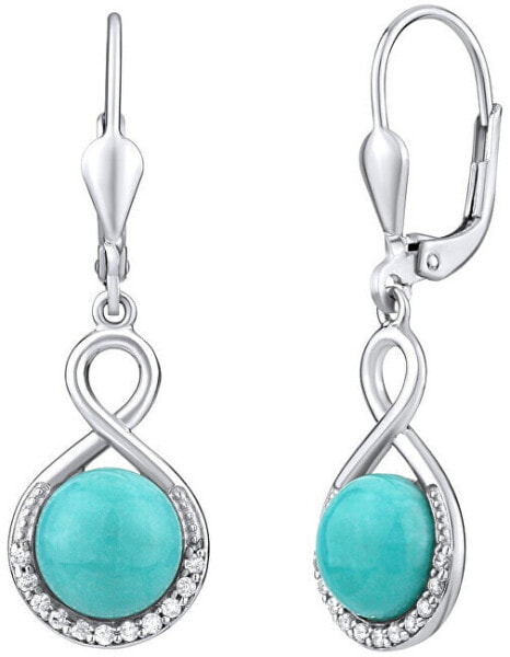 Silver earrings with natural Turquoise JST14710TU