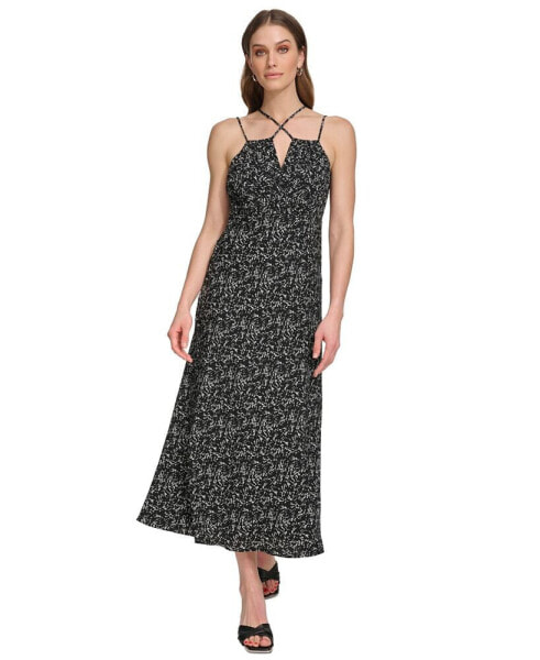 Women's Printed Strappy Sleeveless Midi Dress