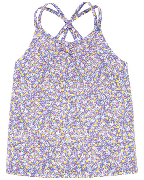 Kid Floral Print Criss-Cross Tank 14