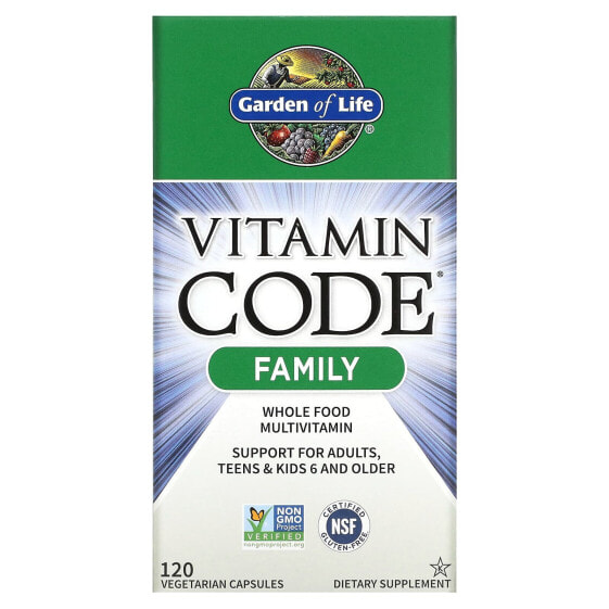 Garden of Life, Vitamin Code, мультивитамины из цельных продуктов для всей семьи, 120 вегетарианских капсул