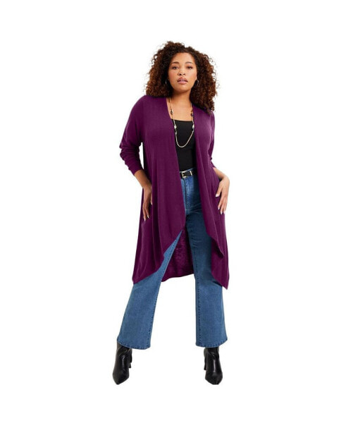 Plus Size June + Vie High-Low Cardigan