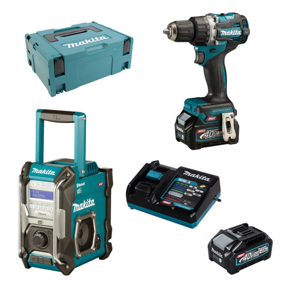 Makita XGT 40V Akku-Paket Baustellenradio + Bohrschrauber 2x 2,0 Ah Lader MAKPAC