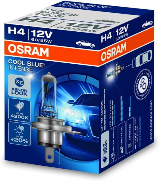 Osram 64193 H4 Halogen Spot Light, 12 V, Cool Blue Intense