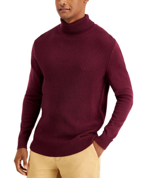 Men's Textured Cotton Turtleneck Sweater, Created for Macy's