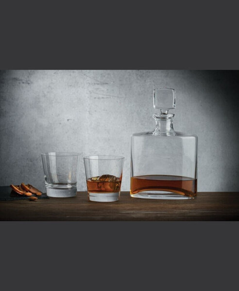 Square Whisky Bottle with Tumblers, Set of 3