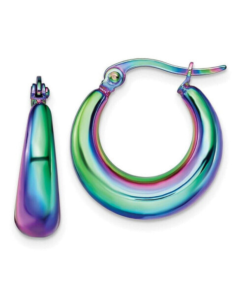 Stainless Steel Polished Rainbow IP-plated Hoop Earrings