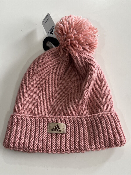 adidas women's Twilight 4 Ballie Knit Pom Beanie Wonder Mauve Pink New