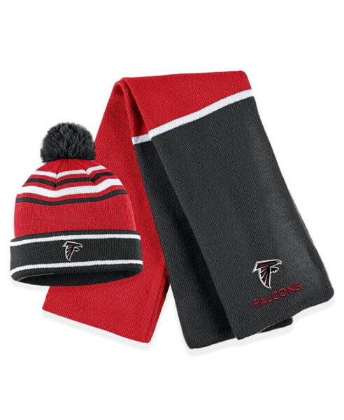 Women's Red Atlanta Falcons Colorblock Cuffed Knit Hat with Pom and Scarf Set