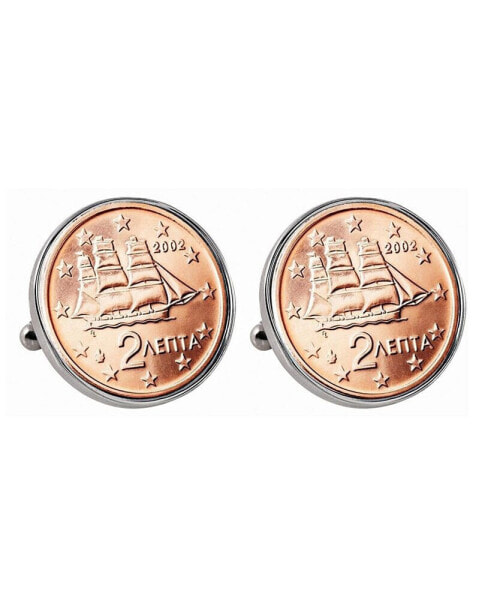 "Запонки American Coin Treasures греческие 2-евро"