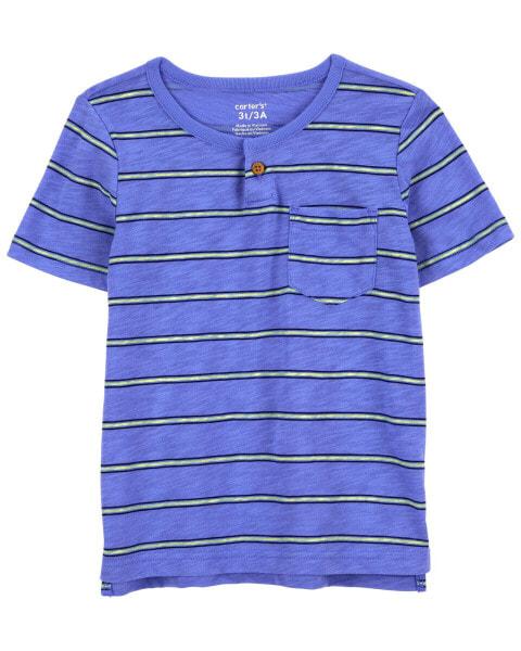 Baby Striped Jersey Henley 24M