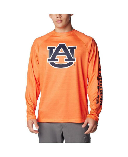 Men's Orange Auburn Tigers PFG Terminal Tackle Omni-Shade Raglan Long Sleeve T-shirt
