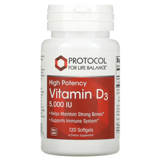 Витамины Protocol For Life Balance Vitamin D3, высокая концентрация, 2000 МЕ, 120 капсул