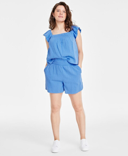 Women's Cotton Gauze Pull-On Shorts, Created for Macy's